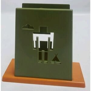 Vintage St Labre Indian School Napkin Holder Ashland Montana Green Orange MCM